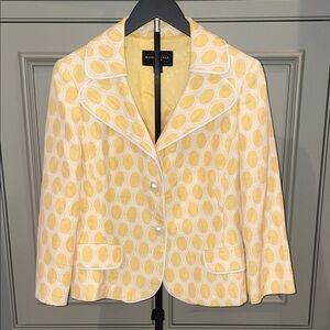 Mark Shale Yellow Polka Dot Tailored Blazer with Pearl Buttons